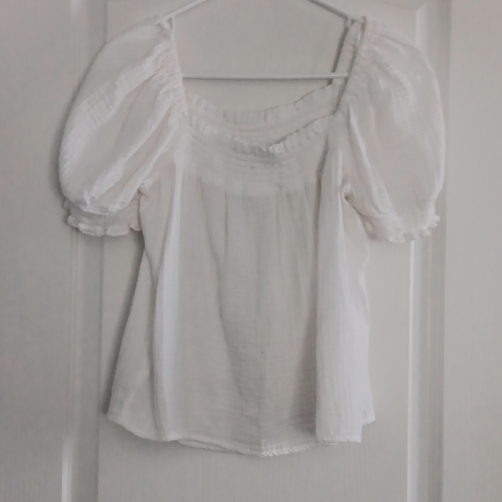 J. Crew White Puff-Sleeve Peasant Blouse - Picture 2 of 4